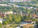 Blick auf den Kirchturm Großheppach von den Weinbergen